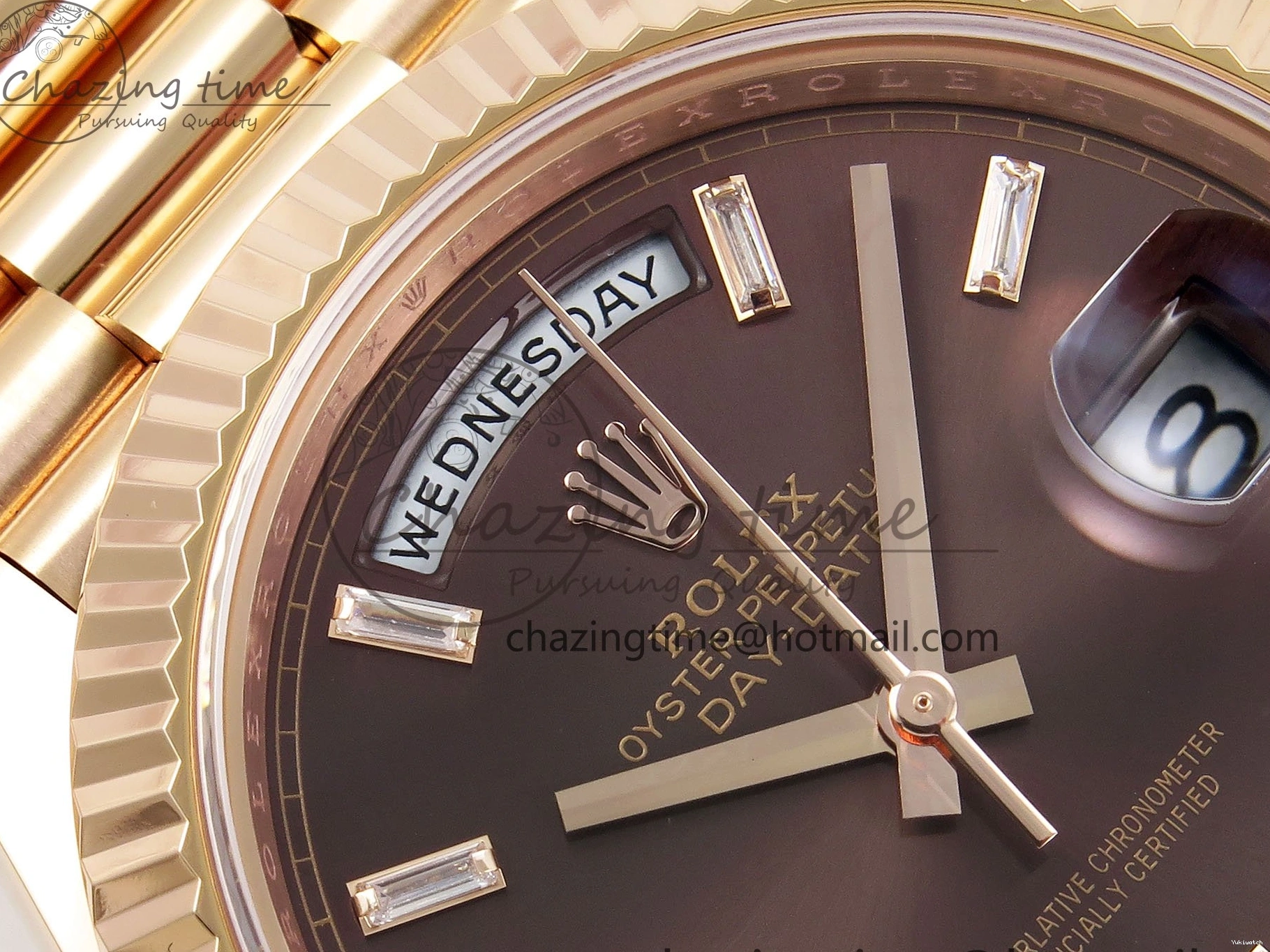 Brown 40 on DayDate Steel Dial Crystal 228235 904L President Bracelet VR3255 ARF 0225